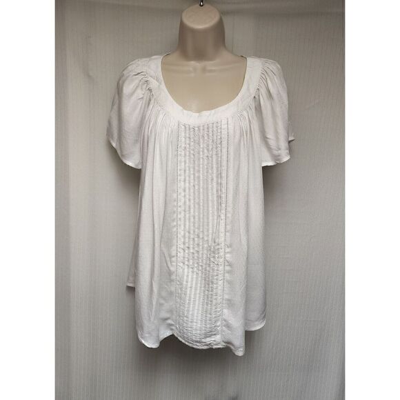 St. John’s Bay Short Sleeve Blouse Color White Size LP - Picture 4 of 8